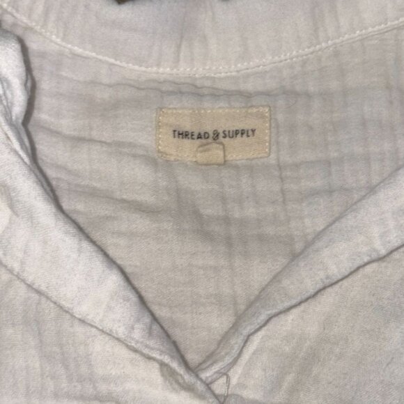 Thread & Supply Womens Short Sleeve, Collared Blouse-White-Size S-GUC - Picture 3 of 4